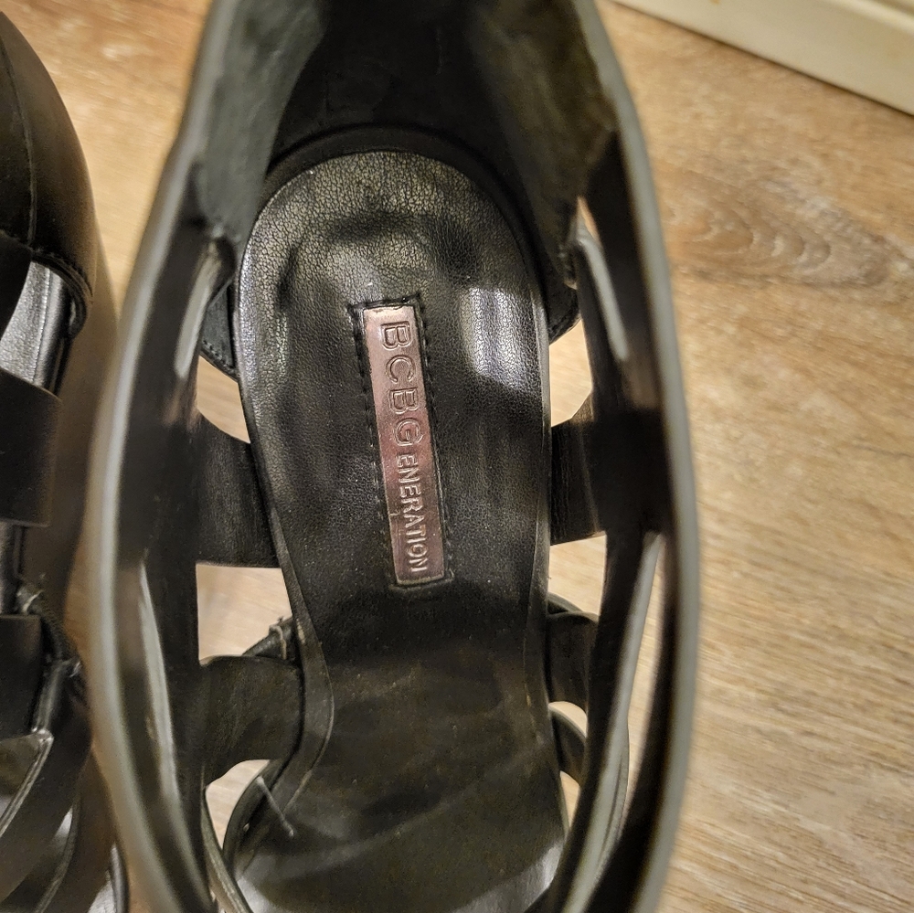 BCBC Generation Cages Wedge Sandals  Size 7 Black - Picture 6 of 9